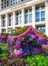 Flowers near Four Seasons Hotel on Manege Square, Moscow, Russia Royalty Free Stock Photo