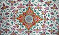 Flowers oriental art deco ornament geometric red & green old tile pattern