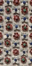 Flowers ornament white, red, blue & green mosaic
