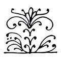 Flowers. Outline hand drawing. Isolated vector object on white background. Unusual fabulous plants. A naive, simple fantasy style