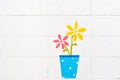 Flowers paint on a white wall background