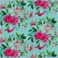 Flowers painted on fabric with watercolours