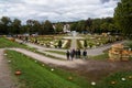 Flowers in park of baroque castle