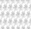 Flowers pattern, drawing and sketch with line-art on white backgrounds. Silhouette Royalty Free Stock Photo