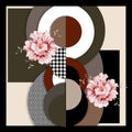 Flowers pattern.Silk scarf design, fashion textile. Royalty Free Stock Photo