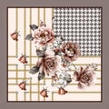 Flowers pattern.Silk scarf design, fashion textile.