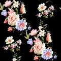 Flowers pattern.Silk scarf design, fashion textile.Seamless pattern.