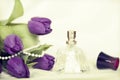 Flowers and perfume. Retro photo Royalty Free Stock Photo