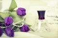 Flowers and perfume. Retro photo Royalty Free Stock Photo