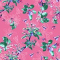 Flowers on a pink background. Floral background