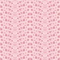 Flowers pink seamless pattern. Wildflowers endless background. Summer monochrome repeat cover. Botanic loop ornament. Vector hand Royalty Free Stock Photo