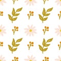 Flowers and Plants Vector seamless pattern in flat style for fabric, wrapping paper, postcards, wallpaper Royalty Free Stock Photo