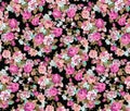 Flowers. Poppy, wild roses, cornflowers with leaves on black. Seamless background pattern. Hand drawn. Watercolor. Vector - stock Royalty Free Stock Photo