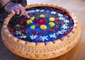 Flowers pot decorated and human fingers beautiful lady fingers