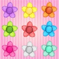 Flowers puzzle colorful button glossy jelly in different color. Royalty Free Stock Photo