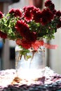 Flowers, red bouquet, chrysanthemums, autumn scent.