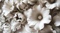 The flowers, reminiscent of sculpture. In black, white and gray tones. Abstract trendy background. Generative AI Royalty Free Stock Photo