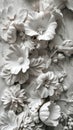 The flowers, reminiscent of sculpture. In black, white and gray tones. Abstract trendy background. Generative AI Royalty Free Stock Photo