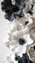 The flowers, reminiscent of sculpture. In black, white and gray tones. Abstract trendy background. Generative AI Royalty Free Stock Photo