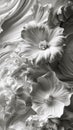 The flowers, reminiscent of sculpture. In black, white and gray tones. Abstract trendy background. Generative AI Royalty Free Stock Photo