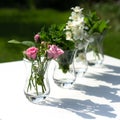 Flowers of rose, jasmine and mint leaves are in a Turkish glass mugs. Ingredients for Herbal Tea