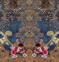 Flowers roses embroidery baroque gold elegant