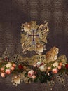 Flowers roses embroidery baroque gold elegant