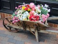 Flowers for Sale in Old Wooden Cart Royalty Free Stock Photo