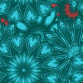Flowers. Seamless floral background. Tracery handmade nature ethnic fabric backdrop pattern. Textile design texture. Decorative Royalty Free Stock Photo