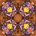 Flowers. Seamless kaleidoscopic pattern