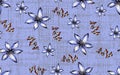 Flowers seamless leaf pattern blue puf background Royalty Free Stock Photo