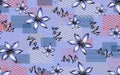 Flowers seamless leaf pattern blue and white Royalty Free Stock Photo