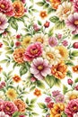 Flowers seamless pattern, 3D illustration, 3D rendering Royalty Free Stock Photo