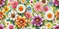 Flowers seamless pattern, 3D illustration, 3D rendering Royalty Free Stock Photo