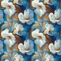 Flowers seamless pattern design. Floral nature decorative background. Digital painting raster bitmap illustration.