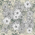 Flowers seamless pattern,floral zentangle