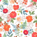 Flowers seamless pattern hand drawn for print design. Vector mod Royalty Free Stock Photo