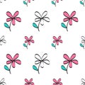 Flowers seamless pattern vector illustration for fabric, cloth, package, wall, decoration, furniture, printing media Royalty Free Stock Photo