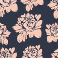 Flowers, seamless pattern. Vintage floral background. Beige buds on a blue . For the fabric design, wallpaper, wrap Royalty Free Stock Photo