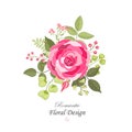 Flowers set. The rose elegant card. Vector illustration