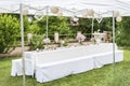 Flowers settings decoration outdoor setup for wedding with pink colored flower Royalty Free Stock Photo