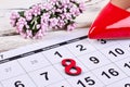 Flowers, shoe and calendar.