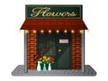 Flowers shop. Cute store on a white background. Isolated object on a white background. Royalty Free Stock Photo