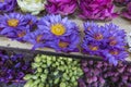 Flowers sold to be used as offerings in front of the Temple of t Royalty Free Stock Photo