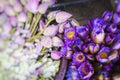 Flowers sold to be used as offerings in front of the Temple of the Tooth Relic in Kandy Sri Lanka. Slective Focus Royalty Free Stock Photo