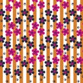 Flowers on striped background. Simple floral seamless pattern. Royalty Free Stock Photo