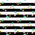 Flowers Striped Seamless Pattern