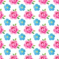 Flowers (stylized roses & forget-me-not) seamless background