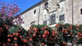 Flowers surrender a medieval house