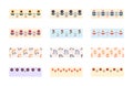 Flowers tape washi sticker strips for text decoration. Set of colorful patterned washi tape. Vector illustration Royalty Free Stock Photo